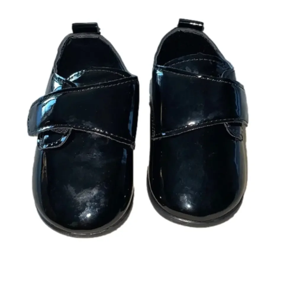 Black patent leather baby boys dress crib shoe 3 New